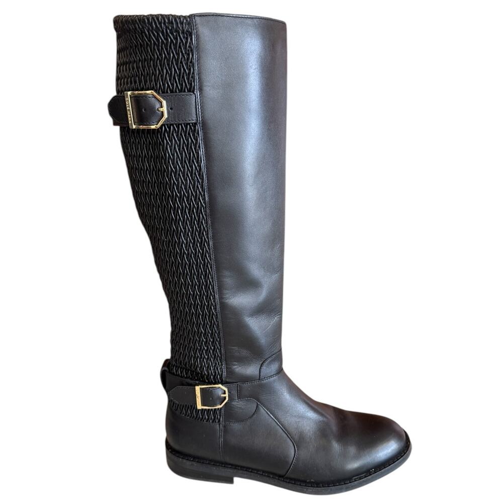 Cole Haan Clover Knee High Quilted Flat Boots Black 6.5